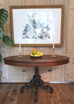 VICTORIAN BREAKFAST DINING TABLE IN BURR WALNUT STUNNING LEGS VINTAGE CASTORS