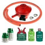 PATIO HEATER GAS BOTTLE REGULATOR WITH 1m ORANGE FLEXIBLE HOSE 27mm CLIP ON LPG