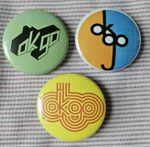 Ok Go (Indie pop rock band) three 25mm button badges, logo designs. Free UK P&P!