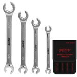 4PC Flare Nut Wrench Open-Ended Brake Pipe Spanner Set 1/4" 3/8" - 11/16"