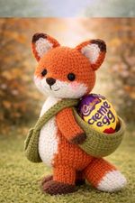 Fox Backpack Creme Egg Knitting Pattern Only DK Easter Basket Scavenger Hunt