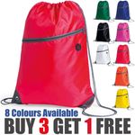 Premium Zipper Drawstring School Bag Sports Gym Sack Swim PE Kit Boot Bag Lot