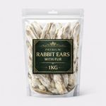 1kg Natural Rabbit Ears with Fur For Dog Treats | Air-Dried Dog Chews