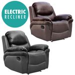 MADISON ELECTRIC LEATHER AUTO RECLINER ARMCHAIR SOFA HOME LOUNGE CHAIR
