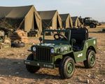 New 12v Kids Ride on Military Style Jeep with Remote in Army Green-Leather Seats