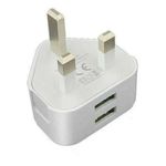 2 Port USB Fast Charger 3 Pin UK Mains Wall Plug Adapter