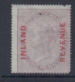 GB-Fiscal-SgF8-1d dull reddish lilac and blue overprint-Mounted mint-Cat £900 