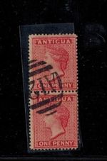 Antigua 1890 SG 26 1d Rose Pair w/ A 12 Cancel Used in St. Christopher GEM