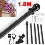 Wall Mounted Aluminum Flagpole Mount Telescopic Flag Pole Top Gold Ball 1.8m