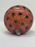 Red Peacock Glass Paperweight, 3 Inches Tall