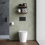 Nuie Round Rimless Back to Wall Toilet Pan & Soft Close Sandwich Seat Bathroom