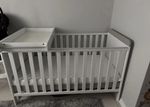 White Wooden Nursery Cotbed with Changing Table Attachment, Neutral Style