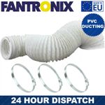 4" , 5", 6" Flexible PVC Ducting + 3 Jubilee Clips, Tumble Dryer/AC/Kitchen Fan