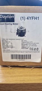 DAYTON UNIT BEARING MOTOR 4YFH1,230V
