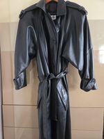 Vintage Maxima Black Leather Trench Coat Belted Oversized Soft Leather Maxi M/L