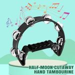 UK BLACK Moon Tambourine Percussion 16 Jingle Shaker Musical Instrument Gigging