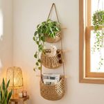3-Tier Wall Hanging Storage Basket Bohemian Style Wall Mounted Storage Basket