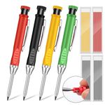 Deep Hole Carpenter Pencil with 6 Refill Leads – Construction Marking Pen