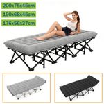 200cm Single Folding Sleeping Cot Guest Bed Outdoor Portable Camping Cots w/ Mat