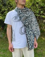 Boro Vintage Japan Textile Indigo stencil dyeing cotton arabesque floral design