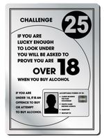 Challenge 25 Alcohol Law Sign Pub Bar Restaurant Licensing Notice Under Age Sign