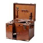 Luxury Leather Drinks Case Portable Bar Trunk – Conker Brown – Open Box / Custom