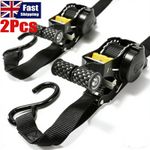 2X Heavy Retractable Auto Retract Ratchet Tie Down Strap  25mm x 3.3 m+Hook UK