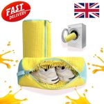 New Durable Shoe Washing Machine Bag for All Shoe Types -Yellow with Blue Zipper