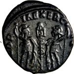 Constans, as Caesar, BI Nummus. Siscia, AD 335-336. Gloria Soldiers Banners Coin