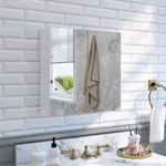 Mondeer Bathroom Mirror Cabinet Double Door Cupboard Storage Shelf Wall Mounted