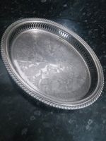 vintage silver-plated oval gallery serving tray From The mid-20th century