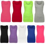 LADIES VEST WOMEN COTTON STRETCHY RIBBED T-SHIRT CAMI CASUAL MUSCLE GYM TANK TOP