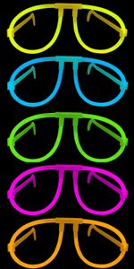 5x Glow in the Dark Glasses - Glow Stick Bright Neon Glasses - Parties Festivals