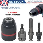 1.5 - 13mm Keyless Drill Chuck Screwdriver Impact Driver Adapter 1/4" Hex-Shank