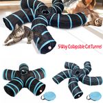 Cat Kitten Puppy 5-Way Tunnel Play Toy Foldable Funny Exercise Tunnel Rabbit Pet