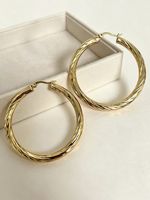 Large 50mm 18ct Yellow Gold Layered Textured Creole Hoop Earrings