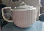 Vintage Poole Pottery Cresta White Fluted Teapot | MCM