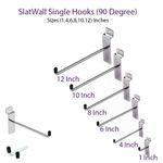 SLATWALL HOOKS PIN ARM SLATBOARD PRONG SHOP FITTING DISPLAY 1" 4" 6" 8" 10" 12"