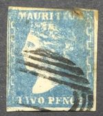 MAURITIUS QV CLASSIC 1859 2d Blue (SG43a) - Used, Faults - £1100