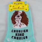 Foozys Socks Canine Collection Cavalier King Charles Green Brown Adult 9-11 B79