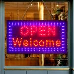 Large Bright Flashing LED OPEN WELCOME Shop Sign-Neon Hang Display Window Light