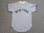 Vintage New York Yankees Baseball Jersey Mens 44 Large Grey Shirt Wilson 80s MLB