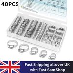 40 Pcs Assorted Stainless Steel Hose Clamp Kit With No Driver Jubilee Clips