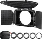 K&F CONCEPT Mini Matte Box with Two 4 x5.65" Filter Trays Carbon Flag, 5 Adapter