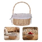 Wicker Flower Basket with Handle and Liner, Rustic Woven Basket