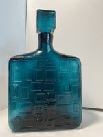 Vintage mid century modern Empoli Blue/Teal Brutalist Bottle Made It Italy (BC)