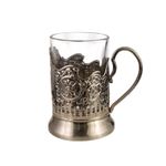 Russian Cuts Crystal Tea Glass Metal Glass Holders Podstakannik for Hot or Cold