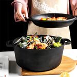 Pre Seasoned Cast Iron Dutch Oven Stock Pot 2-In-1 Cooking Pot with Skillet Lid