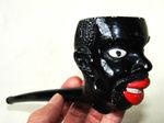Antique c1870 "Negro Head" oversized Clay Cadgers Pipe - Victorian Racism