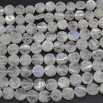 Rainbow Moonstone Disc Coin Beads, 6,7,8,9mm, for Jewellery Making